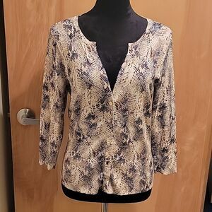 WHBM snakeskin print short cardigan size M